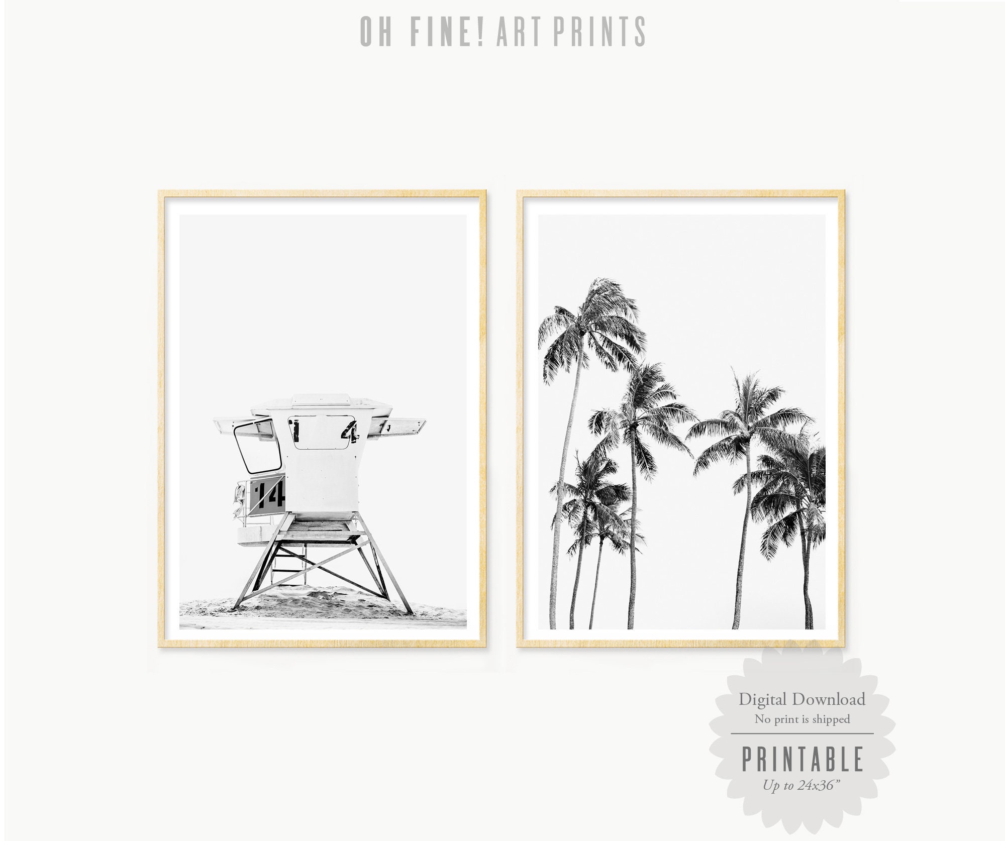 Printable Beach Wall Art Set of 2 Prints Living Room Wall - Etsy