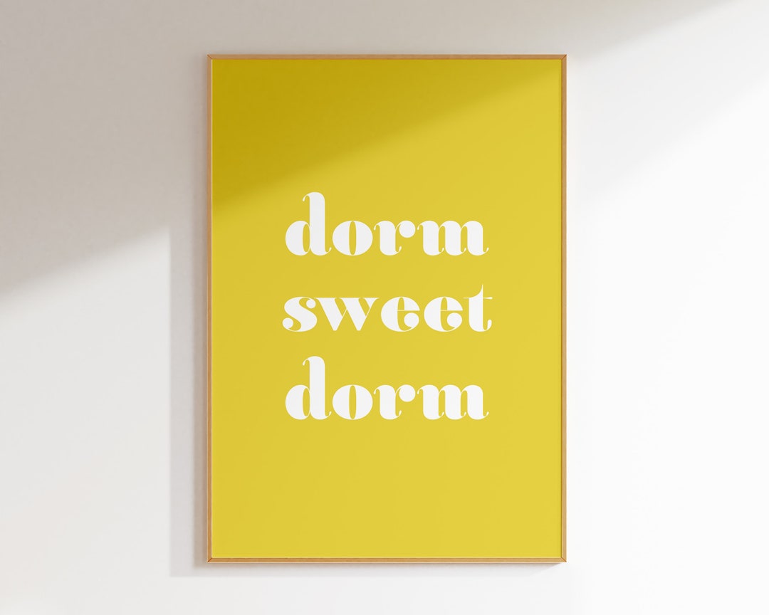 Dorm Sweet Dorm Printable Quote Poster, Yellow Wall Art, Prints, Retro ...