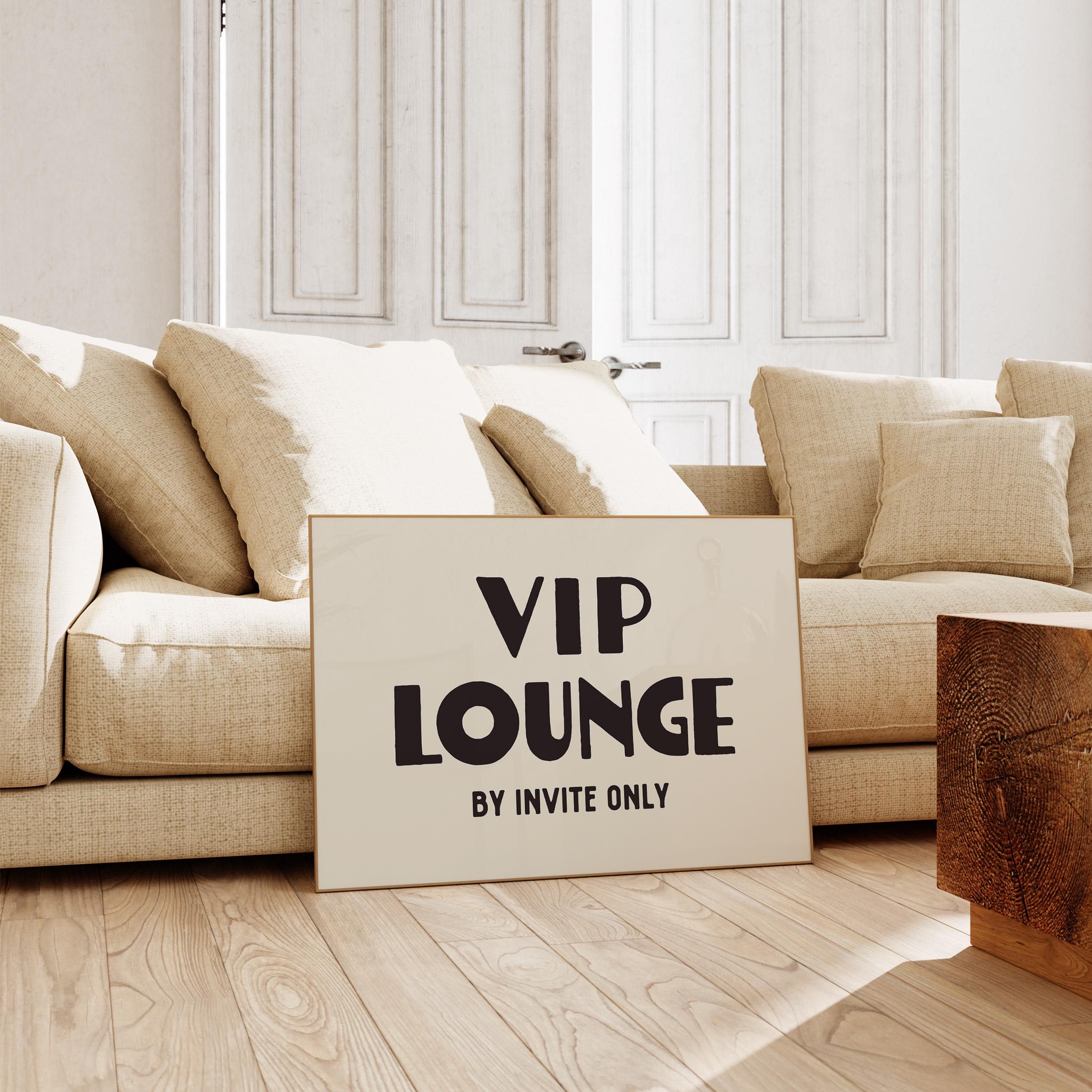 Retro VIP Lounge Poster, Trendy Living Room Wall Art Print, Black Beige ...