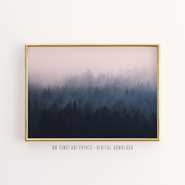 Forest Print, Printable Nature Prints, Foggy Woodland, Minimalist Wall Art, Nordic Poster, Large Wall Art, Digital Prints