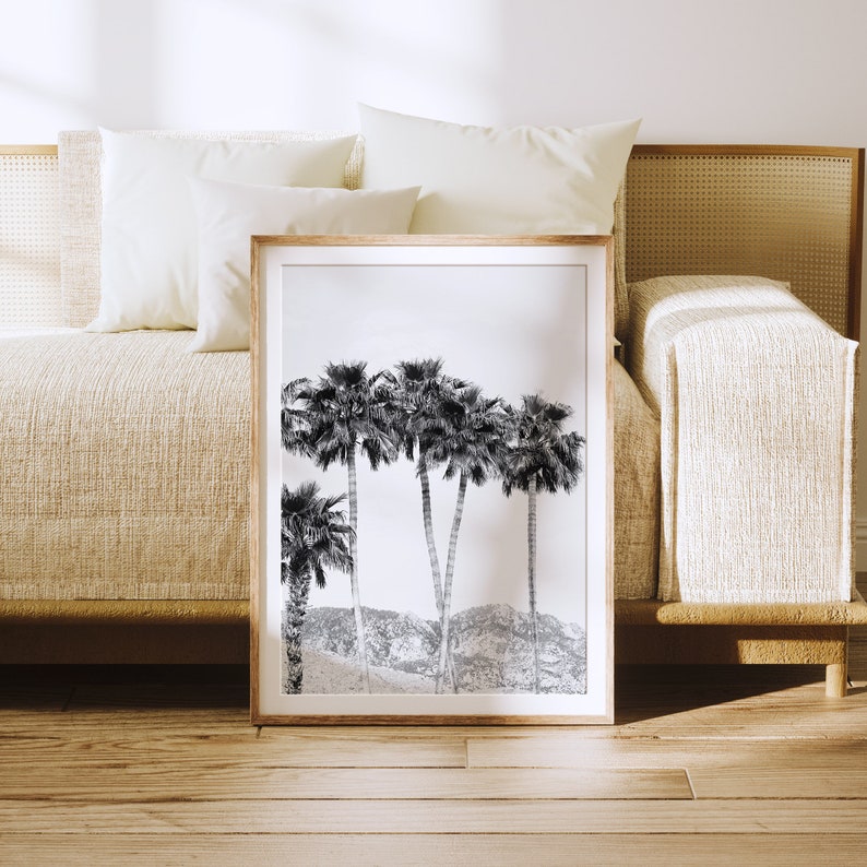 Palm Tree Print, Tropical Wall Art Prints, Palm Print, Black and White ...