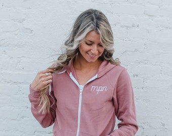 Monogrammed Zip Up Jacket -- Embroidered, Lightweight Jacket, Personalized