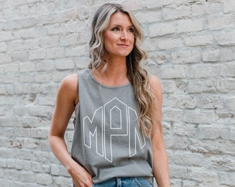 Large Monogram Comfort Colors Tank -- Summer Must Have, Beach Coverup