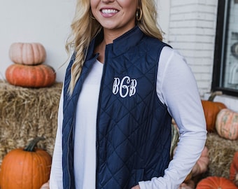 Quilted Monogram Vest -- Embroidered, Fall Favorite