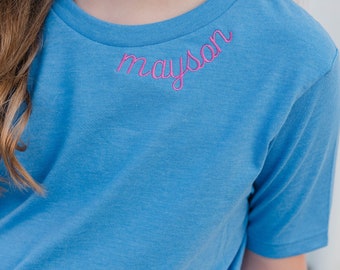 YOUTH Collar Embroidered Tee -- Personalized Tee for Children, Nickname Tee