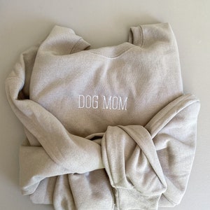 Dog Mom Sweatshirt New Design, Embroidered Crewneck, Dainty Design, Customizable image 2