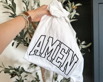 AMEN Embroidered Tee -- Comfort Colors, Faith Based Embroidery, Gifts For Her