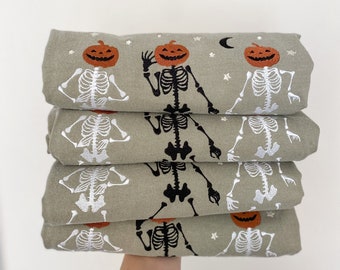 Dancing Pumpkin Skeleton Tee -- Embroidered, Halloween Shirt