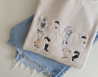 Cowboy Skeletons Shirt -- Embroidered Halloween Sweatshirt