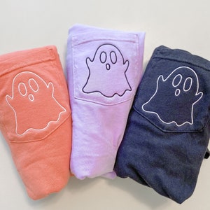 Ghost Pocket Tee NEW DESIGN, Embroidered, Spooky Season, Comfort Colors, Halloween Shirt image 1