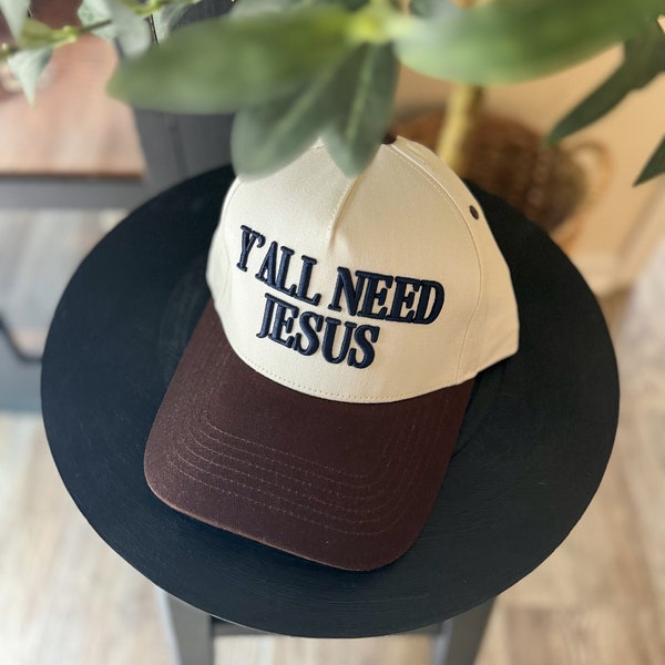 Y'all Need Jesus Trucker Hat, Puff Embroidery