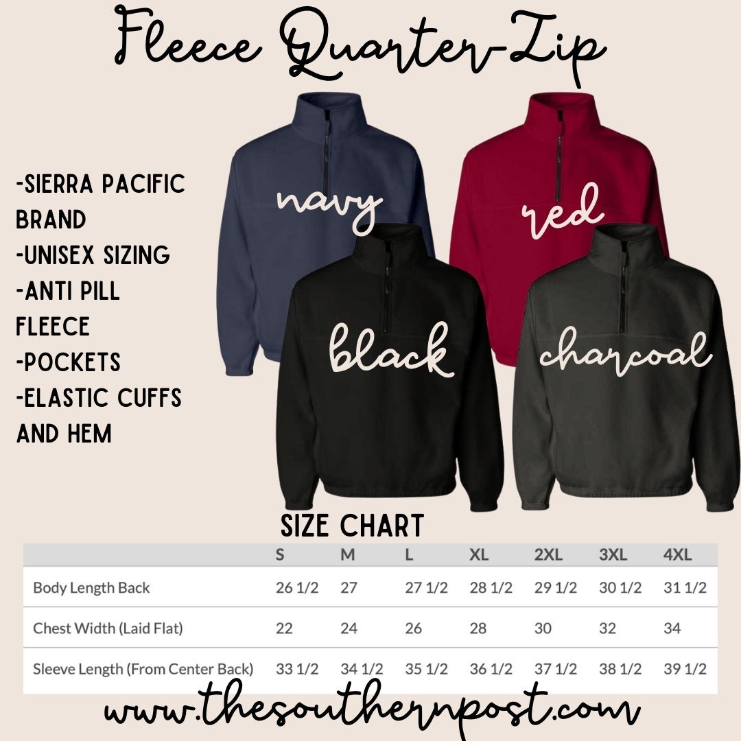 Fleece Monogram Quarter-zip Embroidered Oversized Fleece - Etsy