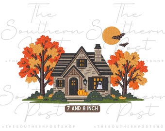 Spooky Cottage Embroidery Download (7 & 8 Inch)