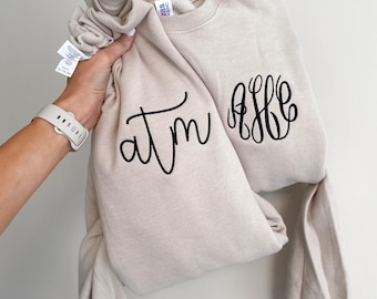 SURPRISE Monogram Sweatshirt, Personalized -- Dainty Embroidered Crewneck, Spring Must Have!