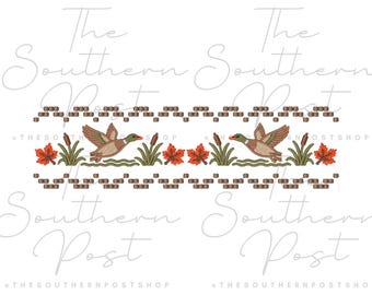 Fall Mallard Scene, Embroidery Download (5 Sizes)