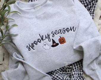 Spooky Season Embroidered Sweatshirt -- Halloween Pullover