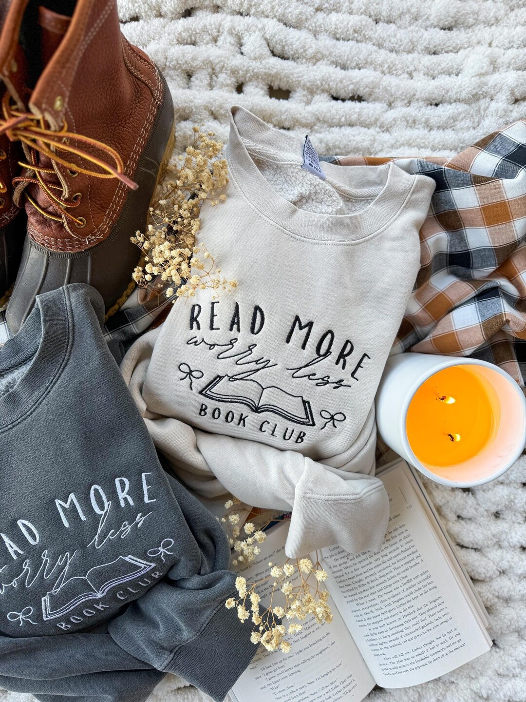 Read More Worry Less Sweatshirt -- Embroidered Sweatshirt, Oversized ...