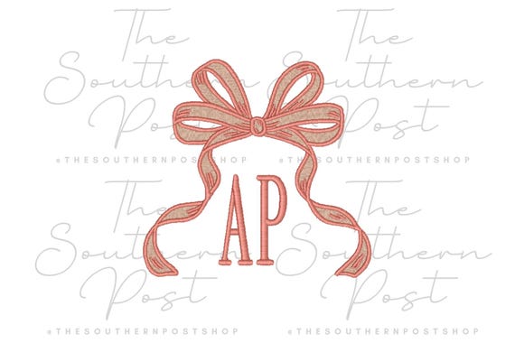Fancy Bow Monogram Frame (BOW ONLY) Embroidery Download