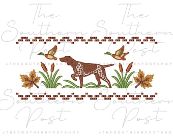 Pointer Duck Scene, Embroidery Download (5 Sizes)