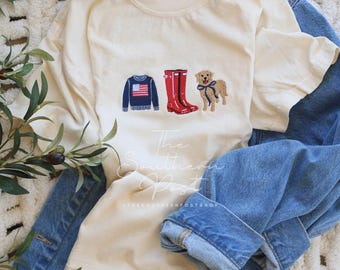 Coastal Icons Tee, Embroidered, Golden Retriever