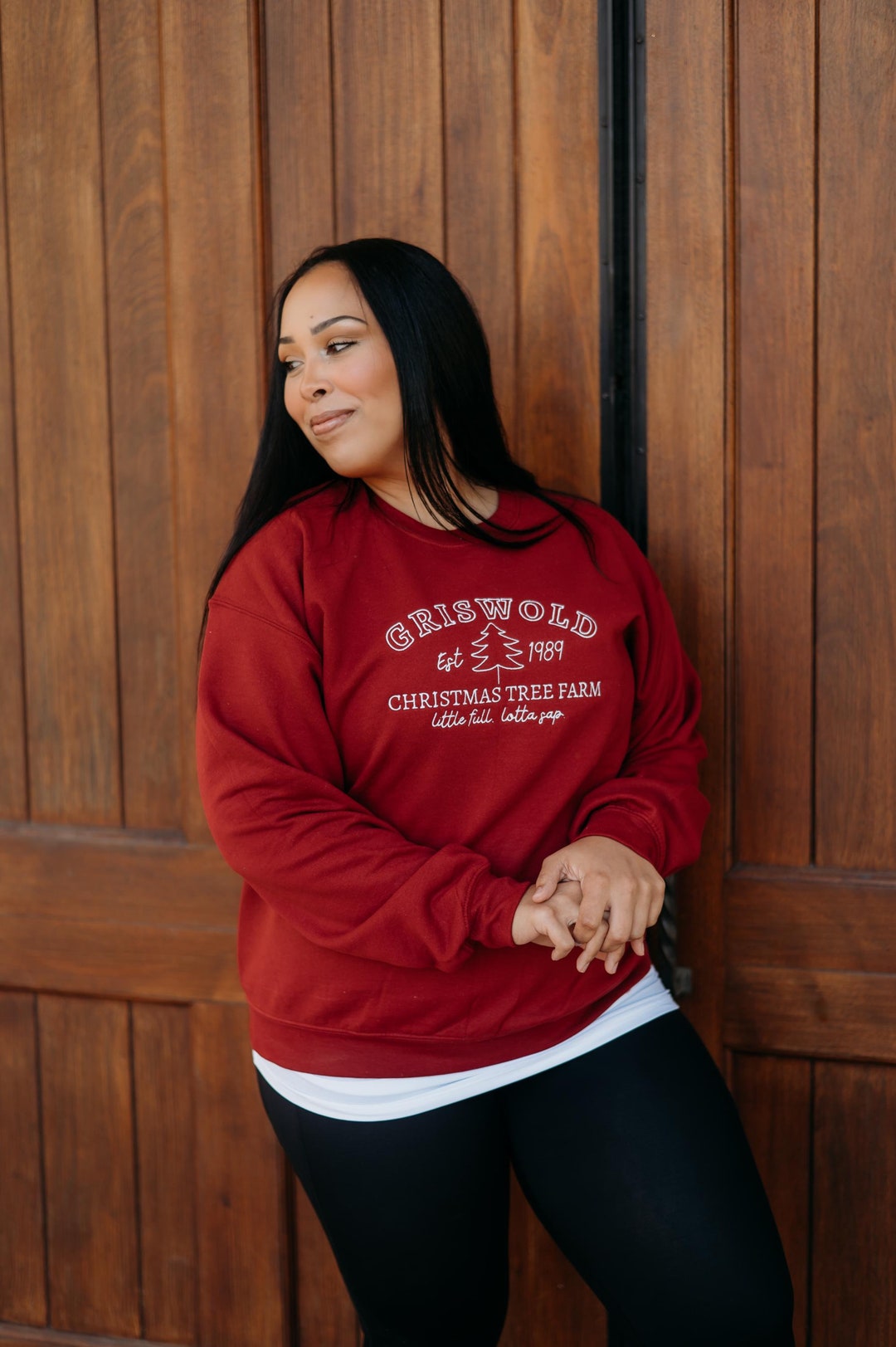 Sweat-shirt Femme Griswold's Tree Farm - Motif Noël Famille Avec Cœur, 70% Coton, Manches Longues - 6