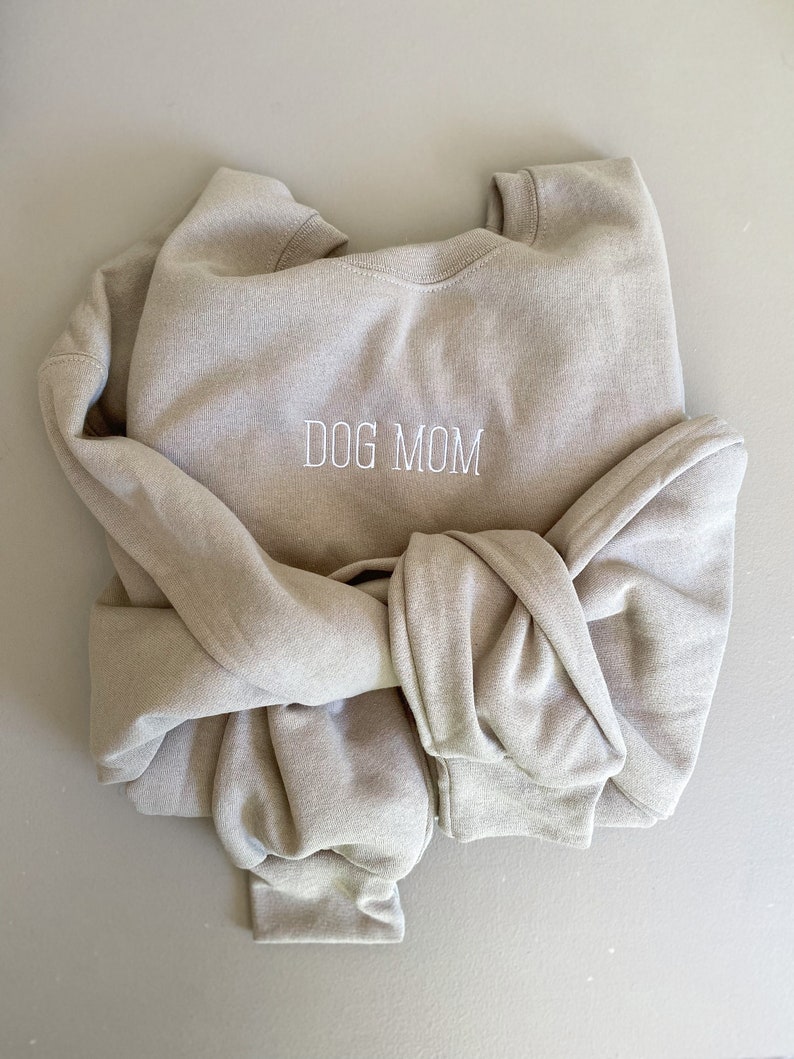 Dog Mom Sweatshirt New Design, Embroidered Crewneck, Dainty Design, Customizable image 2