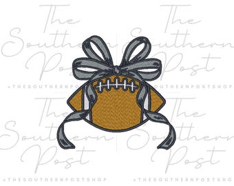 Football with Bow Embroidery Download (3in, 4in, 5in)