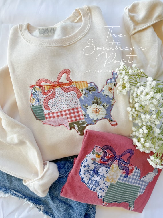 United States Quilted Pattern Pullover, Embroidered