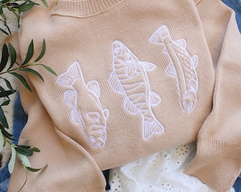 Embroidered Fish Sweater