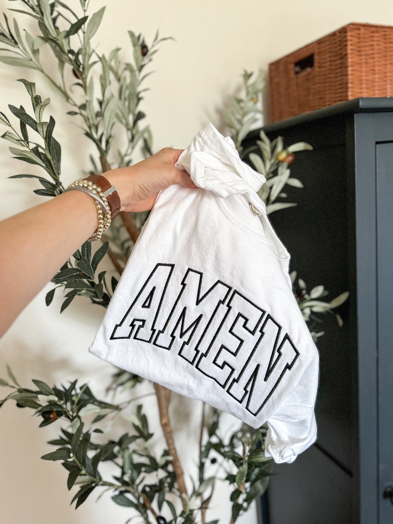 AMEN Embroidered Tee Comfort Colors, Faith Based Embroidery, Gifts For Her image 1