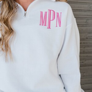 Monogram Quarter Zip Embroidered, Fall Favorite, Oversized Pullover image 3