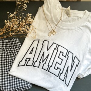 AMEN Embroidered Tee Comfort Colors, Faith Based Embroidery, Gifts For Her image 3