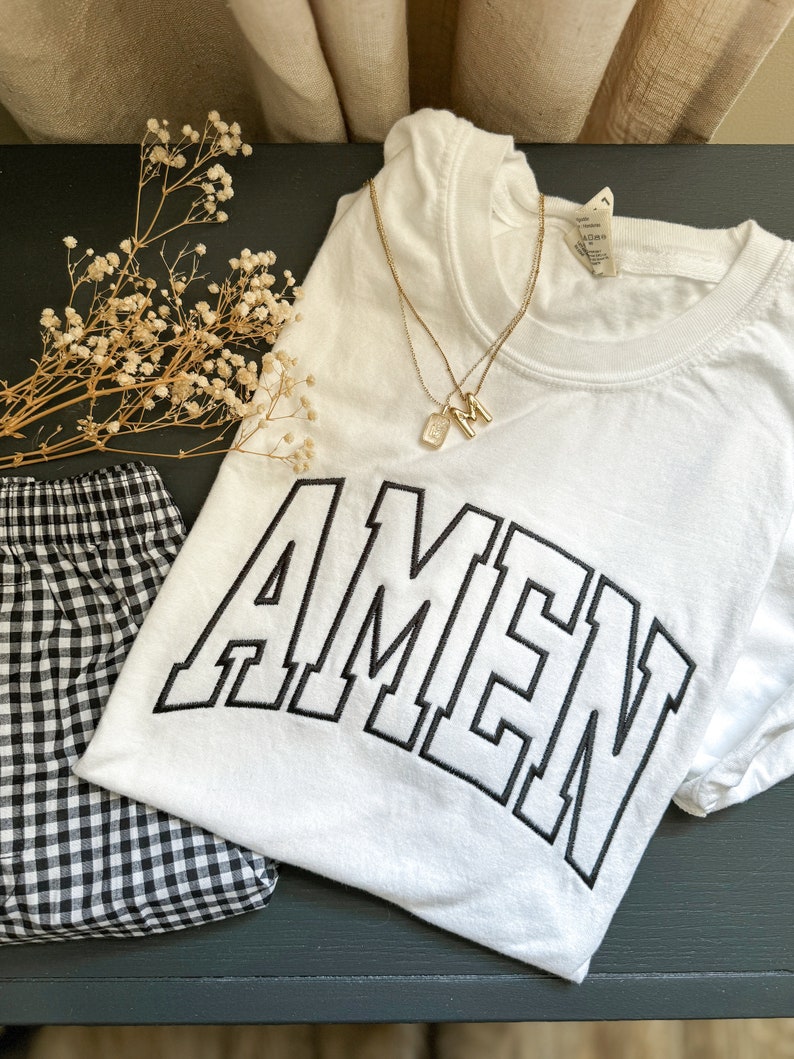 AMEN Embroidered Tee Comfort Colors, Faith Based Embroidery, Gifts For Her image 3