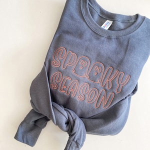 Spooky Season Embroidered Sweatshirt -- Halloween Sweatshirt, Crewneck, Ghost