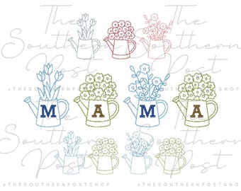 Watering Can Set (3, 4, and MAMA) Embroidery Download