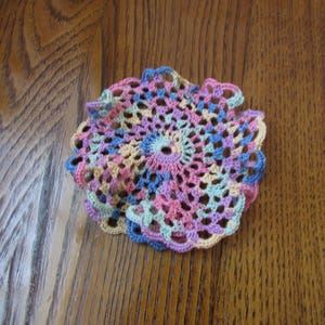 Red Variegated Colored Crochet Doily image 4