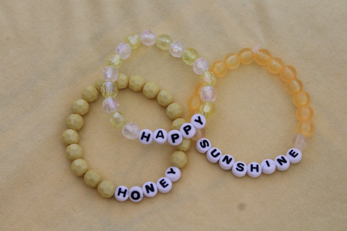 Yellow Bead Bracelet Set Aesthetic Trendy Bead Bracelets Etsy