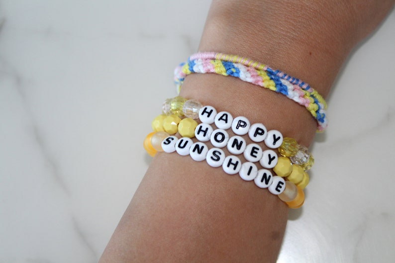 Yellow Bead Bracelet Set Aesthetic Trendy Bead Bracelets Etsy