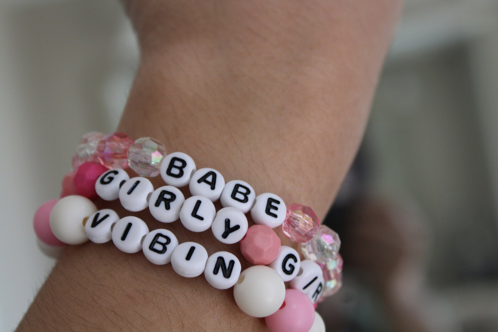 Girly Pink Bead Bracelet Set Aesthetic Trendy Bead Bracelets Etsy