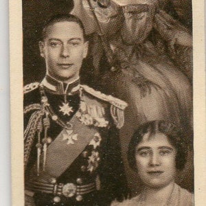EL TRONO - Rey Jorge VI & Elizabeth 1937 Mitchell Maravilloso Siglo #1 Tarjeta de cigarrillos