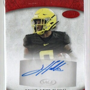 Tarjeta de fútbol con autógrafos Sage Aspire Red 2021 de JEVON HOLLAND - Miami Dolphins