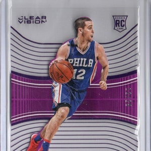 T.J. McCONNELL 2015 Panini Clear Vision #97 paarse parallelle basketbalkaart #12/25! -Philadelphia 76ers