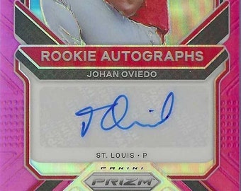 JOHAN OVIEDO 2021 Panini Prizm Autogramm Pink Prizm Baseball Card #/50 - St. Louis Cardinals