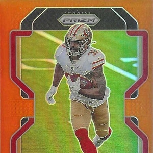 RAHEEM MOSTERT 2021 Panini Prizm #56 Oranje parallelle voetbalkaart #/249 - San Francisco 49ers
