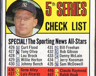 MICKEY MANTLE CHECKLIST 1969 Topps #412 Baseball Card - New York Yankees