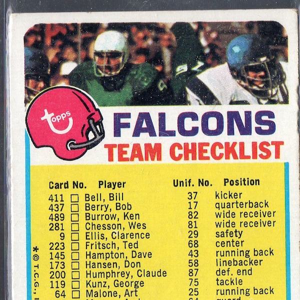 ATLANTA FALCONS CL 1972 Topps Football Card