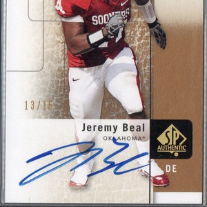 JEREMY BEAL 2011 SP Authentic Autograph Football Card #/15 - Oklahoma Sooners