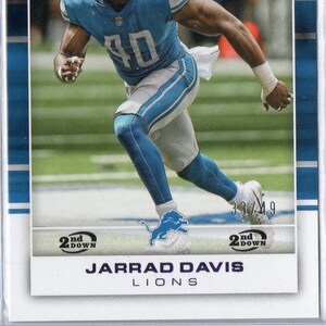 JARRAD DAVIS RC 2017 Playoff #252 Purple 2nd Down Parallel Football Card #/49 - Detroit Lions