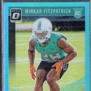 Tarjeta de fútbol paralela Aqua Prizm n.° 103 de Donruss Optic RC 2018 de MINKAH FITZPATRICK, n.° 299 de Miami Dolphins