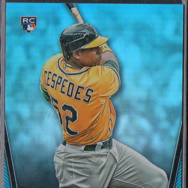 YOENIS CESPEDES RC 2012 Bowman Platinum #4 Blue Parallel Baseball Card #/499 - Oakland Athletics